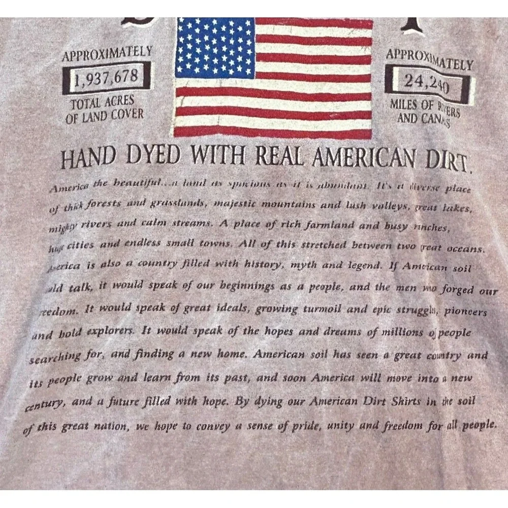 Vintage American Flag Remembrance Shirt‎ Rare Size M Dyed W/American Soil Hanes